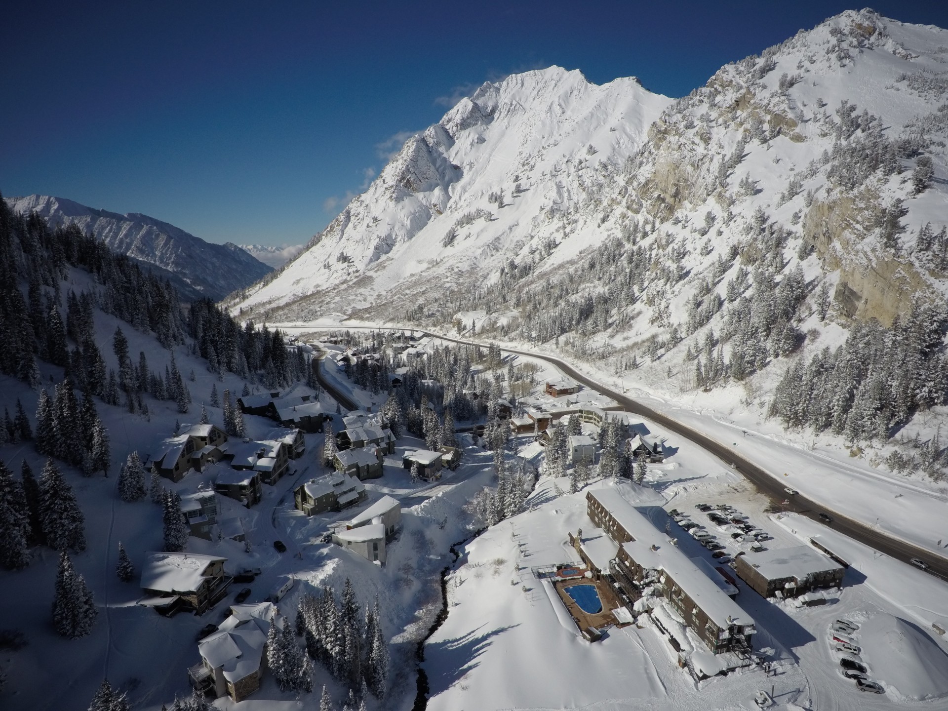 Aerial of Little Cottonwood Canyon